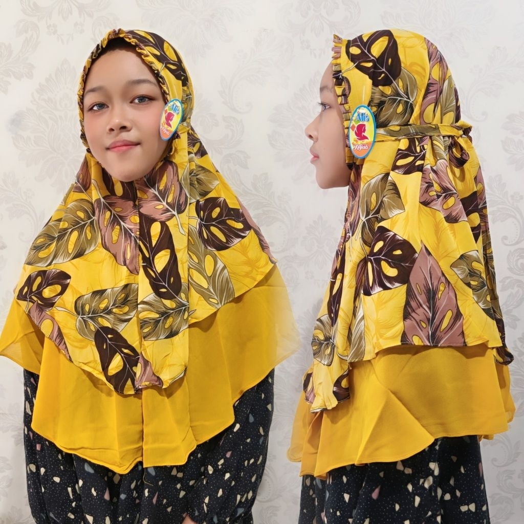 SHELOVESHOPP - HIJAB INSTANT DAILY KHIMAR BERGO KCB CERUTI MOTIF DAUN JANBOL JILBAB MONSTERA HIJAB C