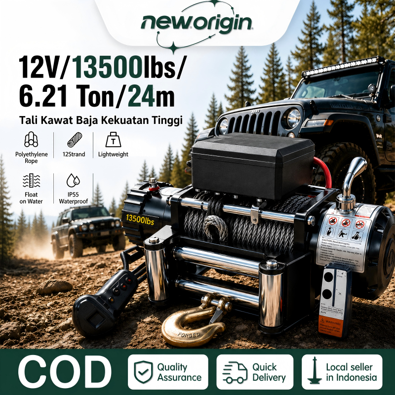 Winch mobil offroad 12volt 13000lbs katrol listrik 24M Tali Sling Electric Hoist Crane