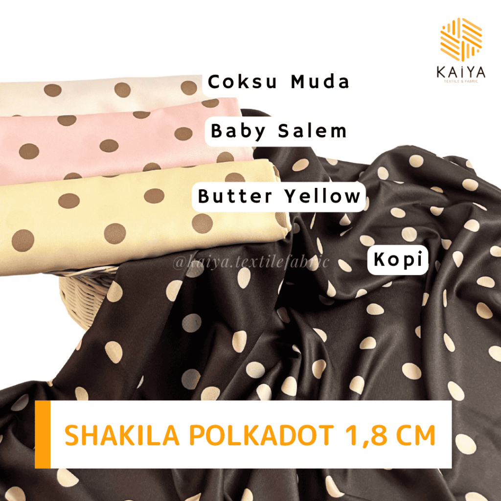 Kaiya Textile & Fabric Bahan Kain Rollan Shakila Polkadot (1,8 cm) 1 rol ± 150 yard