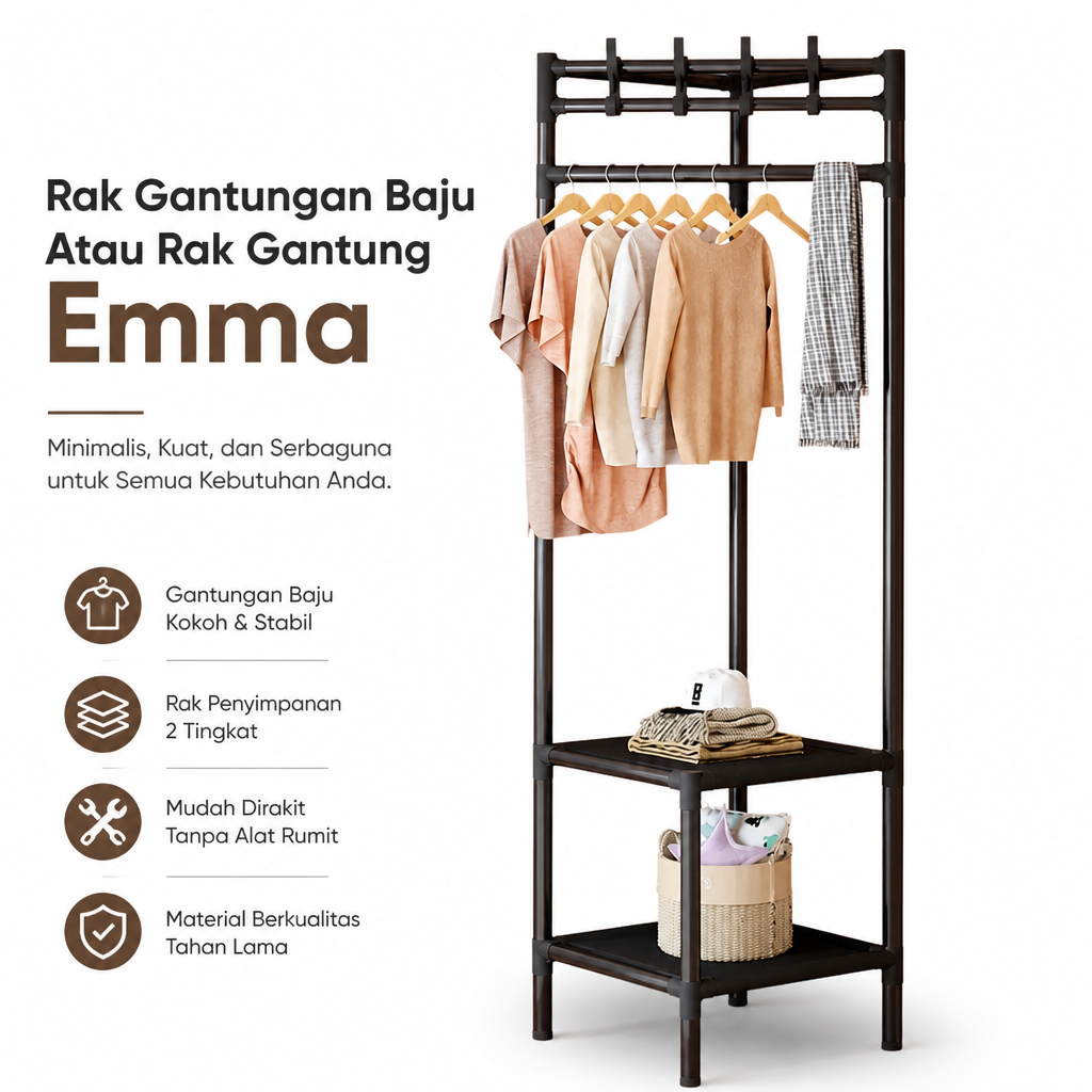 Stand Hanger Gantungan Baju Hanger Besi Stainless Rak Gantung Serbaguna