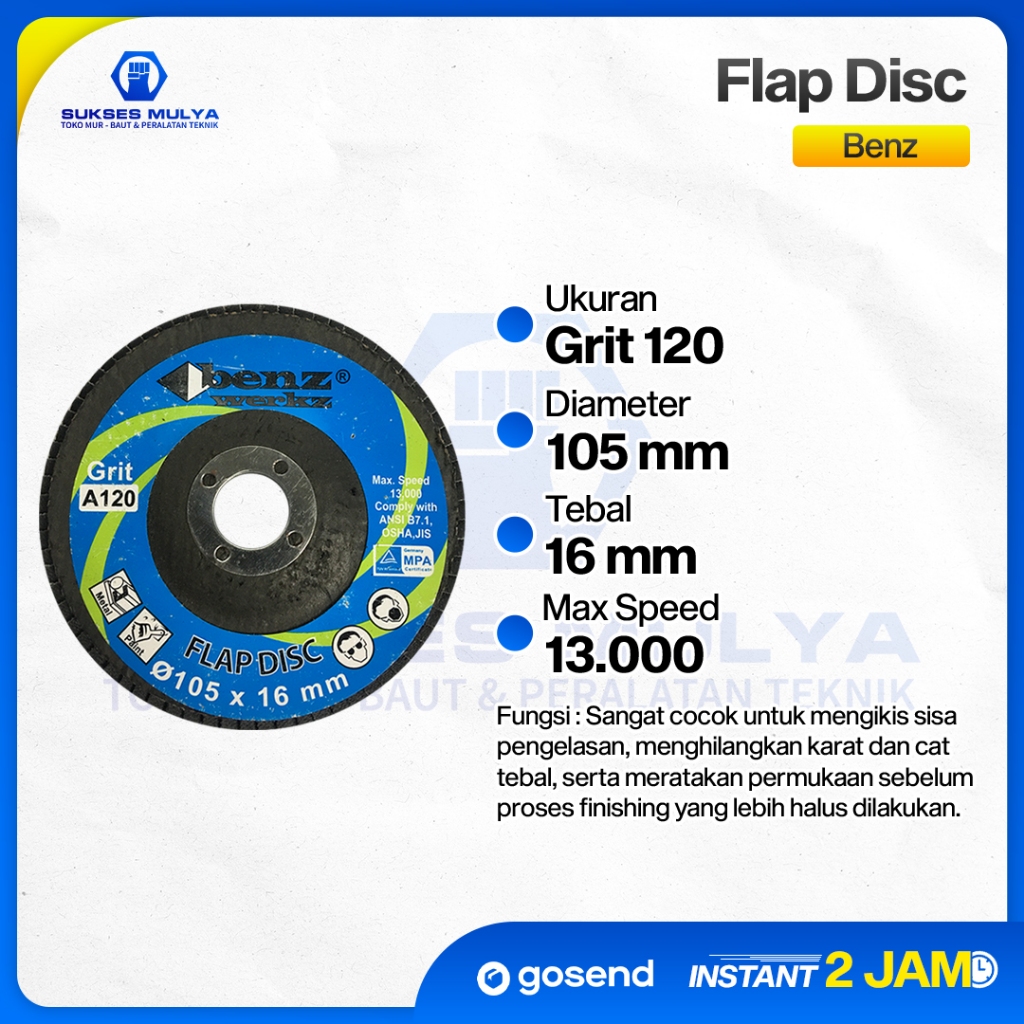 Benz Flap Disc Grit 120 Flap Disc 4"