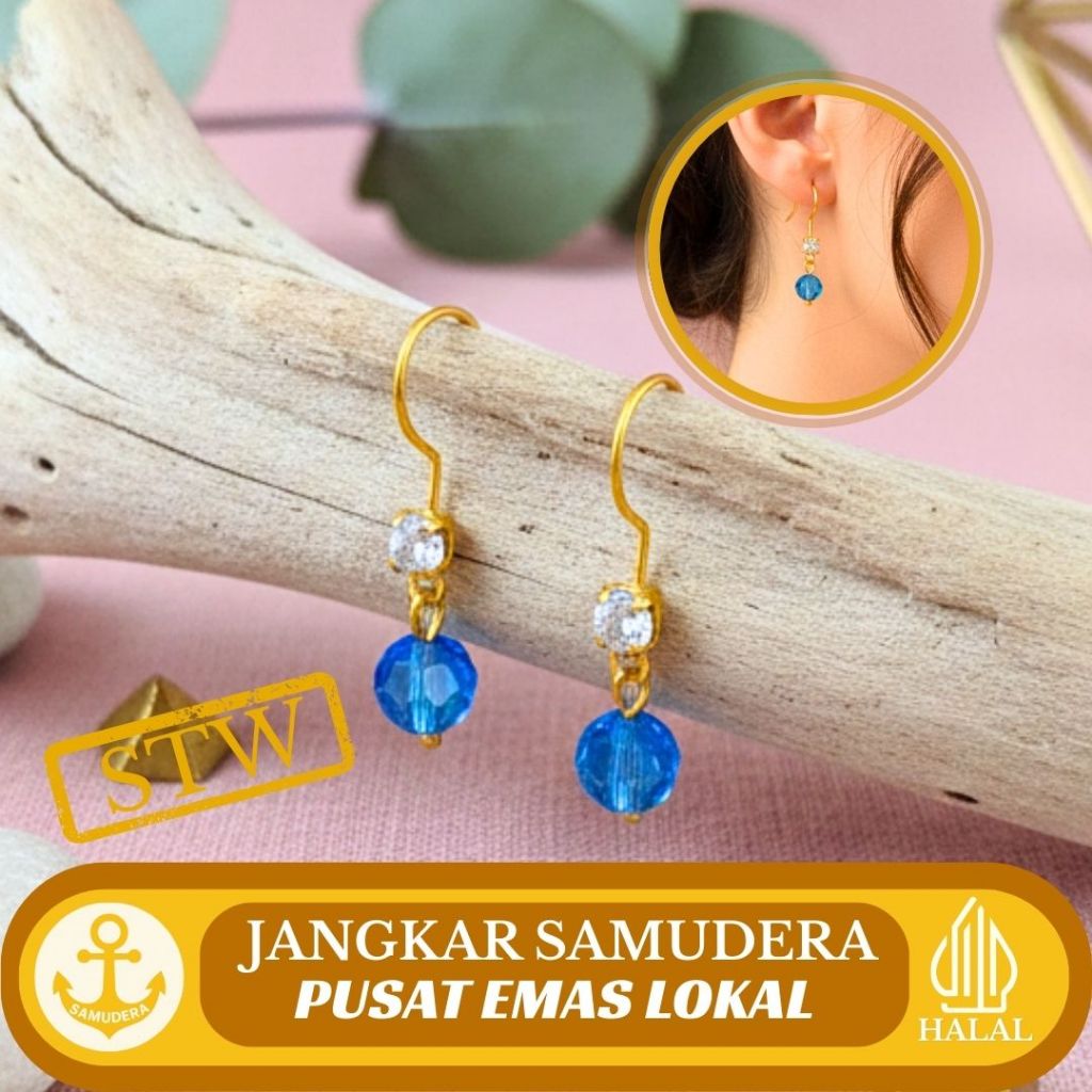 ANTING KAIT DESY MATA PUTIH KOMBIN KRISTAL BIRU (STW)