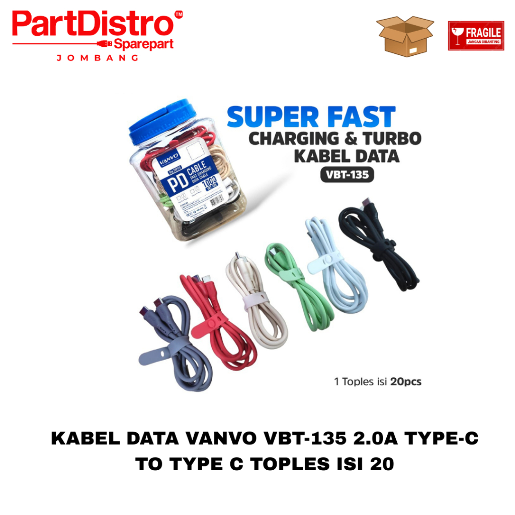 KABEL DATA KABEL CAS VANVO VBT-135 2.0A TYPE-C TO TYPE C TOPLES ISI 20