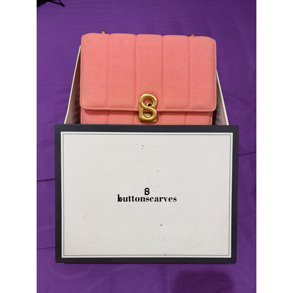 Nora Denim Bag - Peach (Buttonscarves)