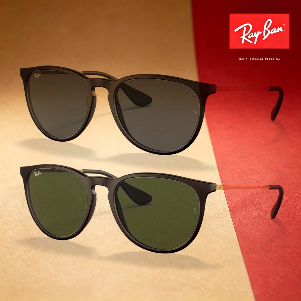 Kacamata Hitam Ray-Ban Erika RB4171 Black Green Unisex Sunglasses