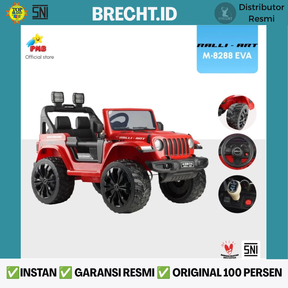 Mainan Anak Mobil Aki PMB 8288 JEEP Mobilan Aki PMB M8288 PMB-8288 Rubicon Off-Road PMB 8288B M8288B
