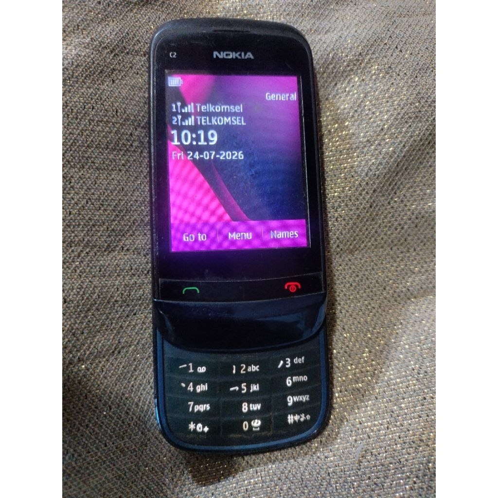 Hp Nokia C2-00 Slide layar sentuh jadul lawas nyala normal sinyal On
