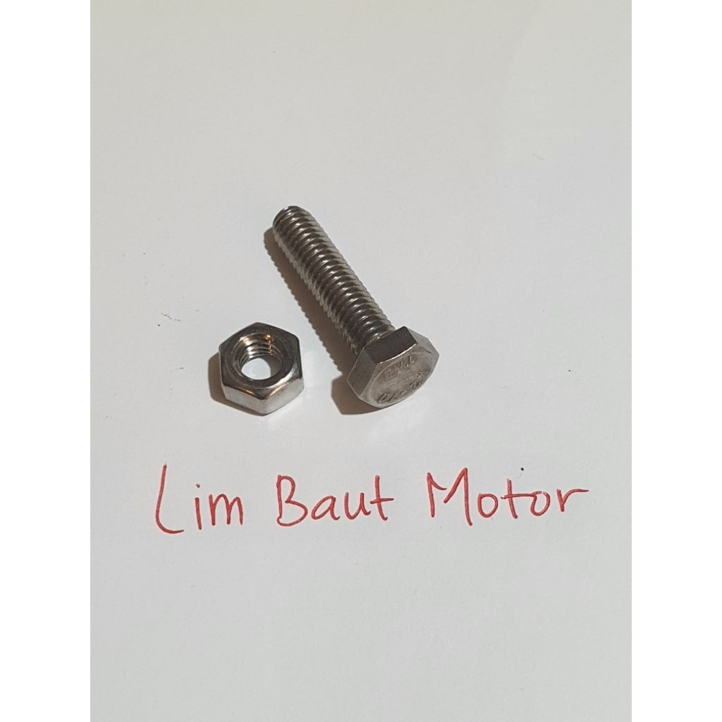 baut mur 10 stainless m6 x 10mm 15mm 20mm 25mm 30mm (satuan)