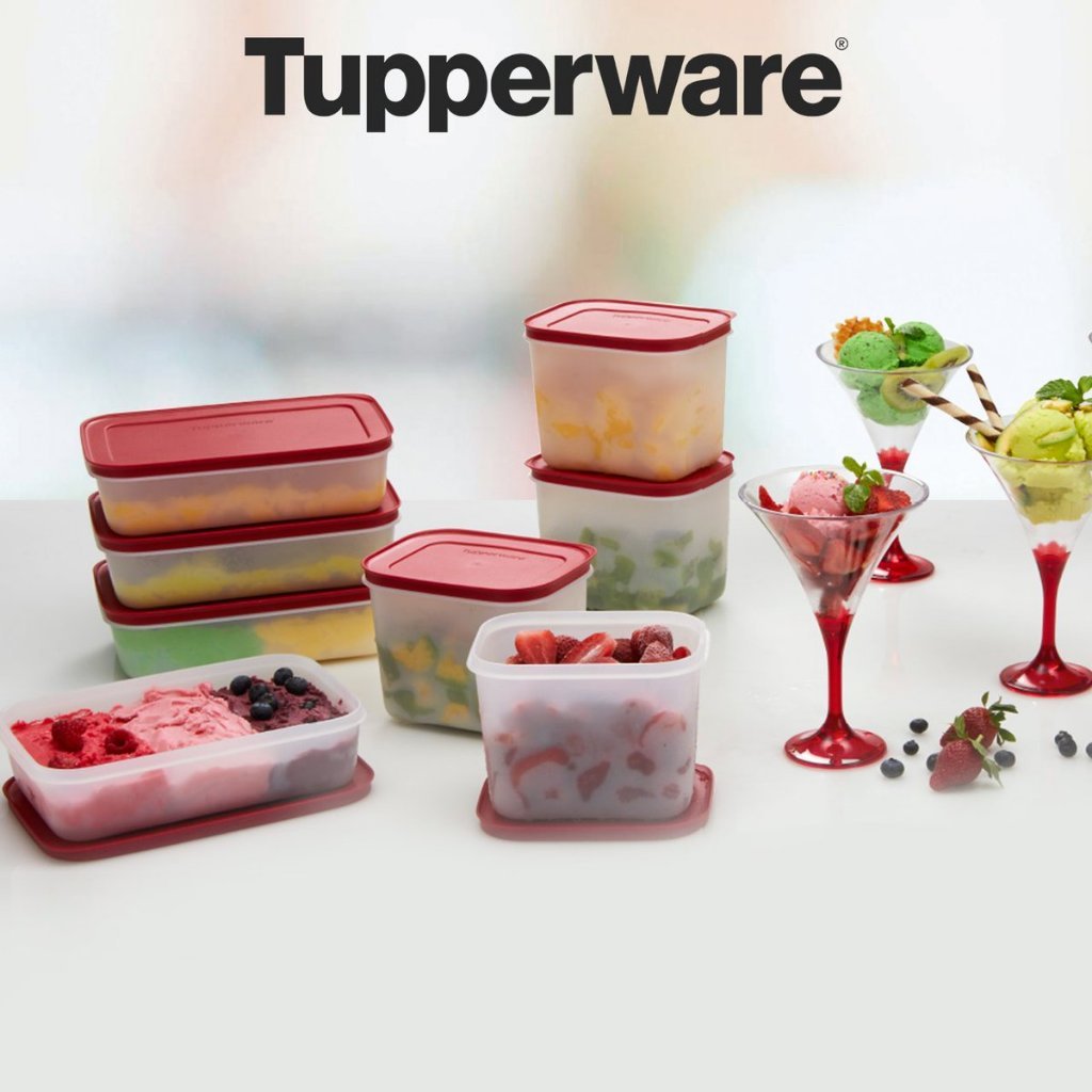 Tupperware Freezermate Frozy Cozy High - Kotak Penyimpanan Makanan Plastik dengan Tutup Merah untuk 