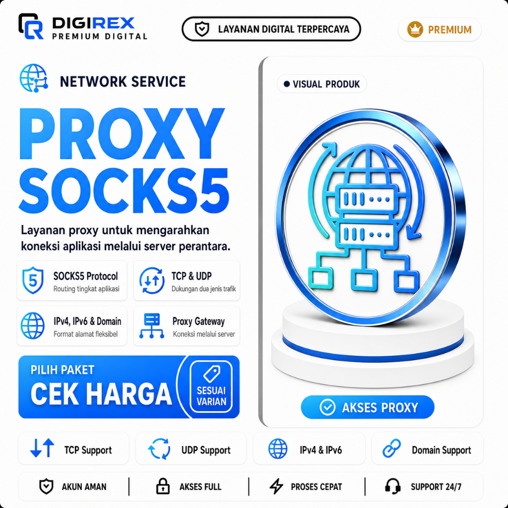 PROXY ECER RESIDENTAL SOCKS5 SERVER CEPAT & STABIL