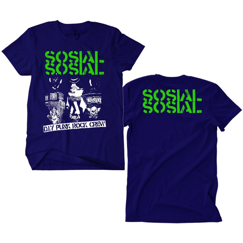 Kaos Band Punk Sosial Sosial - DIY Punk Rock Crew navy