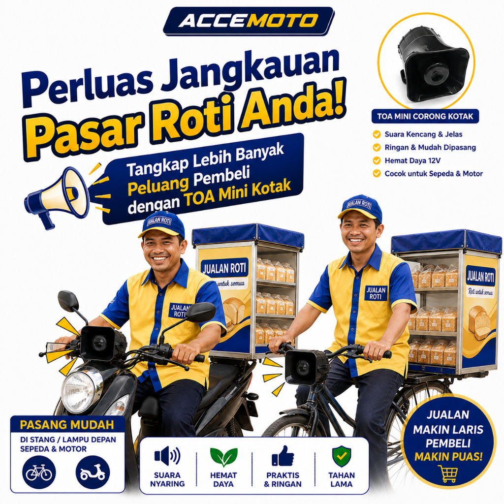 Toa mini corong kotak untuk dagang roti keliling kompleks