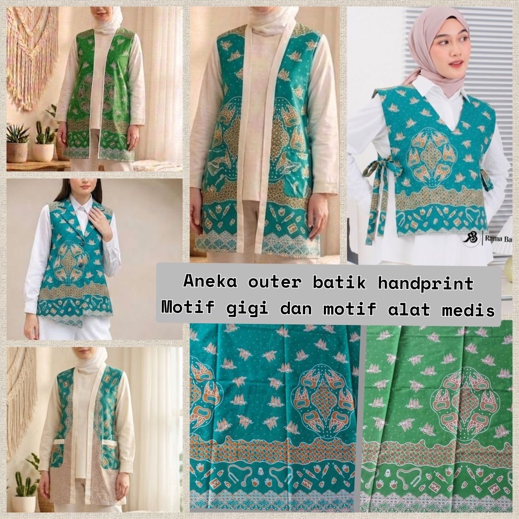 Outer batik handprint motif gigi alat medis
