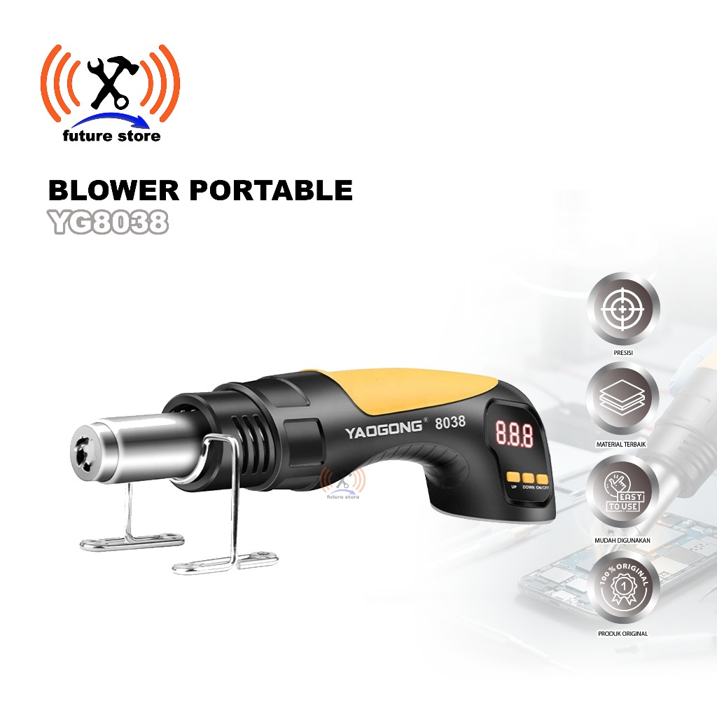 BLOWER PORTABLE YAOGONG YG8038 DIGITAL ORIGINAL - HOT AIR  PORTABEL DIGITAL UNTUK SERVICE SMARTPHONE