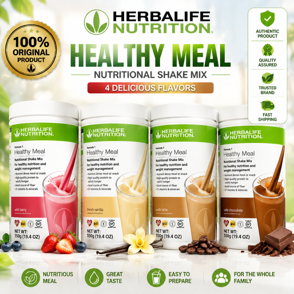 Herbalife Shake Mix 550g - Nutrisi Lengkap, Rasa Vanilla & Coklat & Wild Berry & Cafe Latte