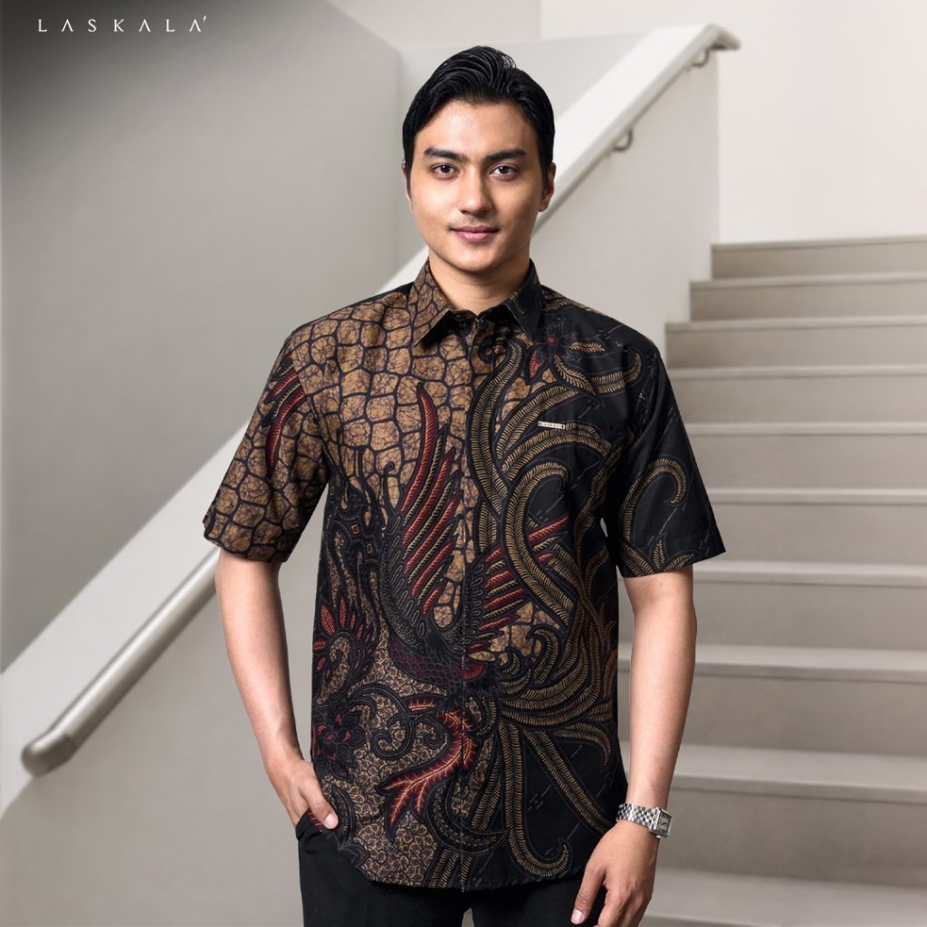 Laskala Batik Premium Tanaka Kemeja Batik Pria Slimfit Lengan Pendek