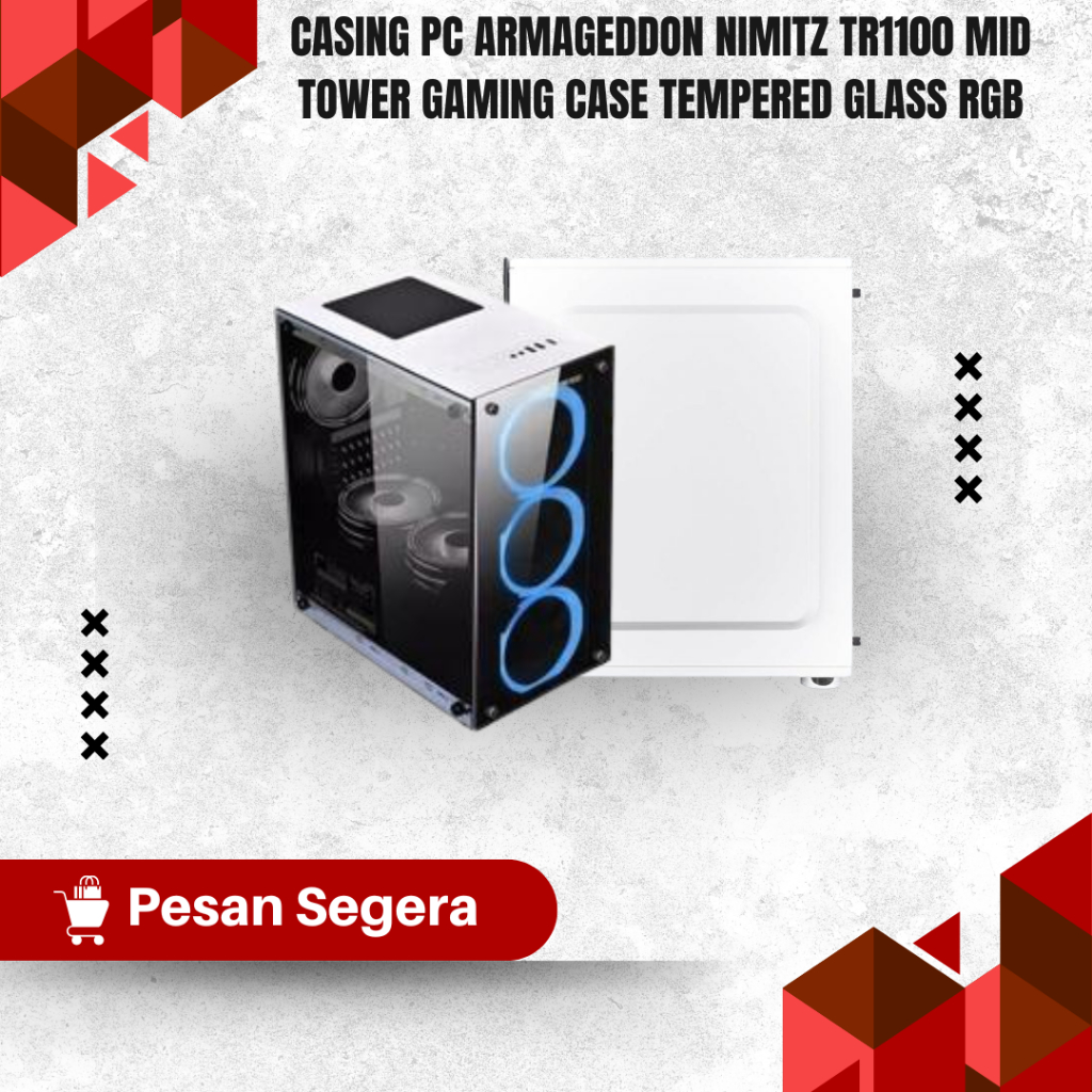 Casing PC Armageddon Nimitz TR1100 Mid Tower Gaming Case Tempered Glass RGB