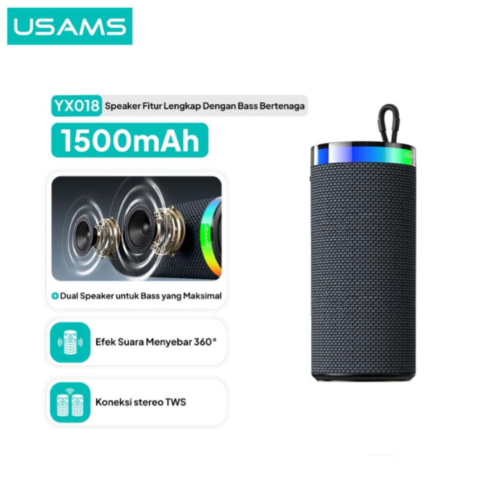 USAMS YX018 Speaker Bluetooth 5.4 Portable With Ambient Light RGB