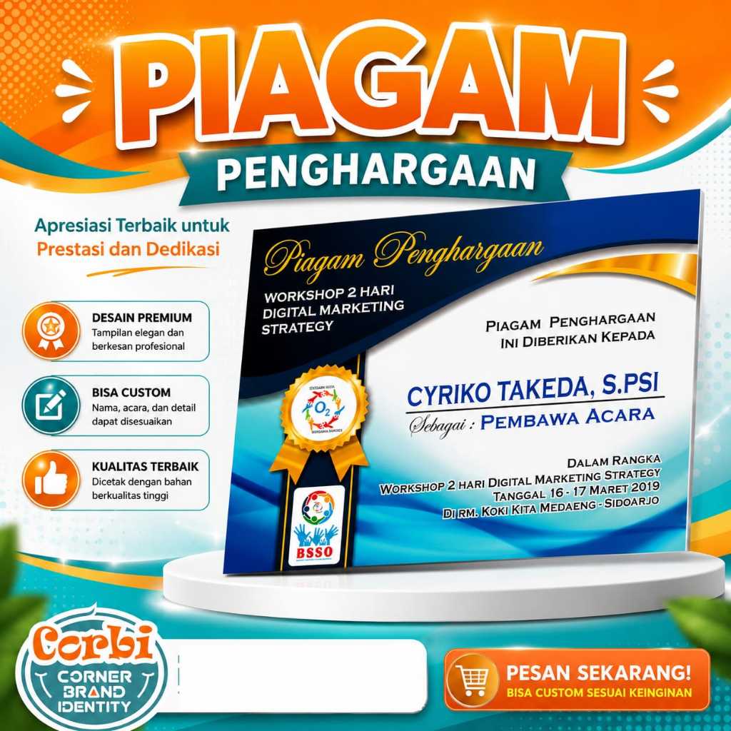 PIAGAM PENGHARGAAN | CETAK PIAGAM