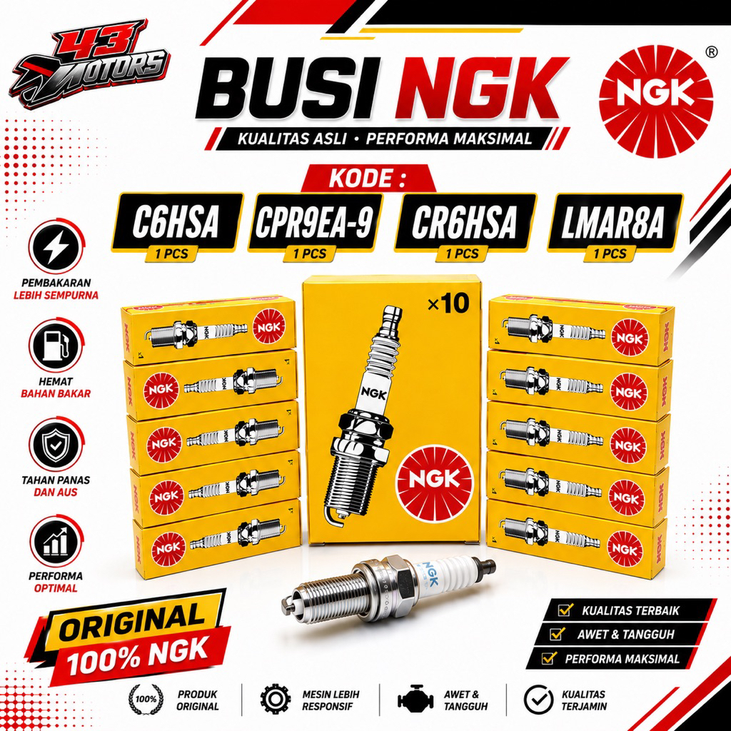 BUSI NGK | C6HSA(3228) | CPR9EA-9 (2308) CR6HSA (2983) | LMAR8A-9 (4314) | ORIGINAL 100%