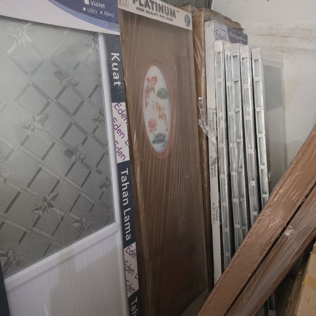 pintu kamar mandi toilet rumah plastik PVC kaca oval gambar 70cmx200cm
