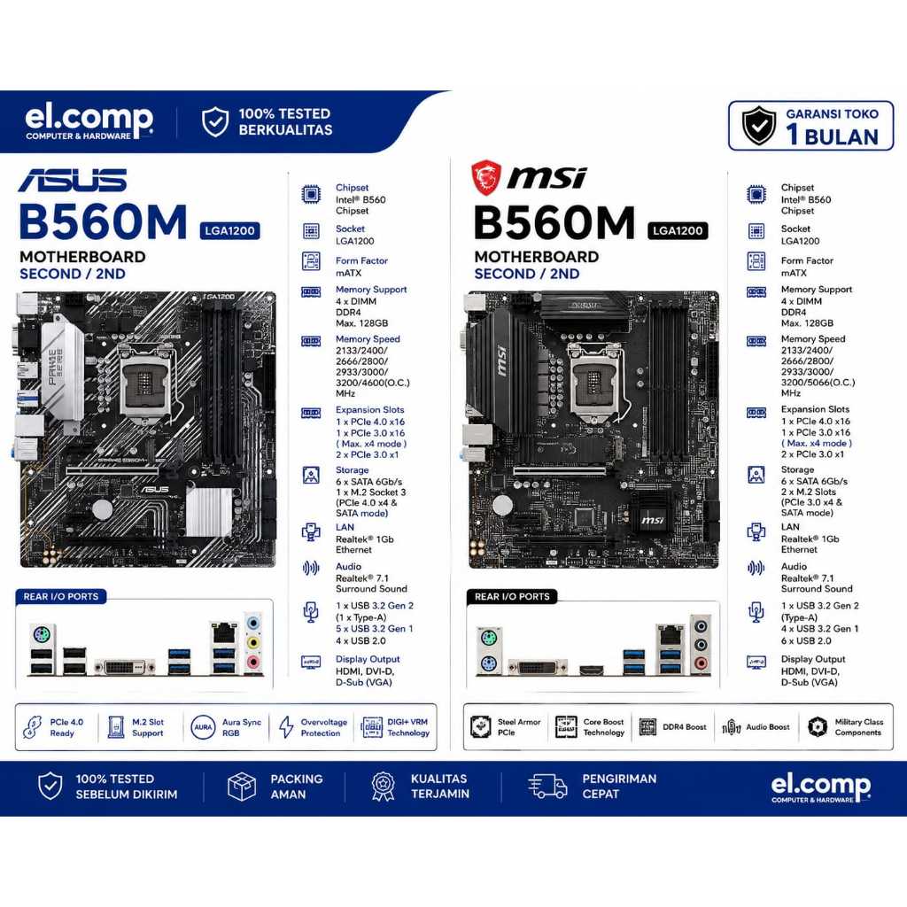 MOTHERBOARD ASUS B560M/ MSI B560M LGA 1200 DDR4 2ND