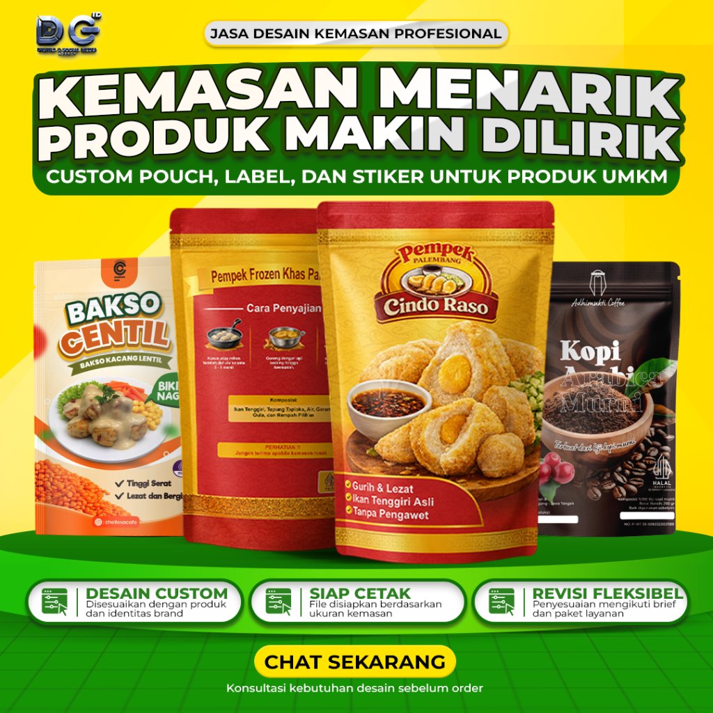 Jasa Desain Kemasan Pouch Label Stiker Produk UMKM Custom Profesional Siap Cetak – DC ID