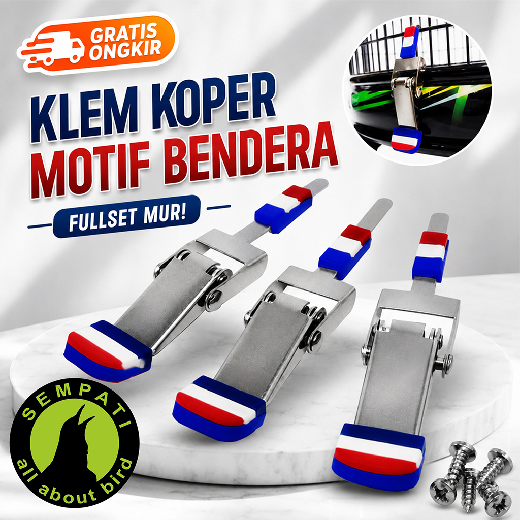 SEMPATI Klem Sangkar Burung Premium Tipe Koper Overpal Fullset Baut Motif Bendera Prancis Klem Tebok
