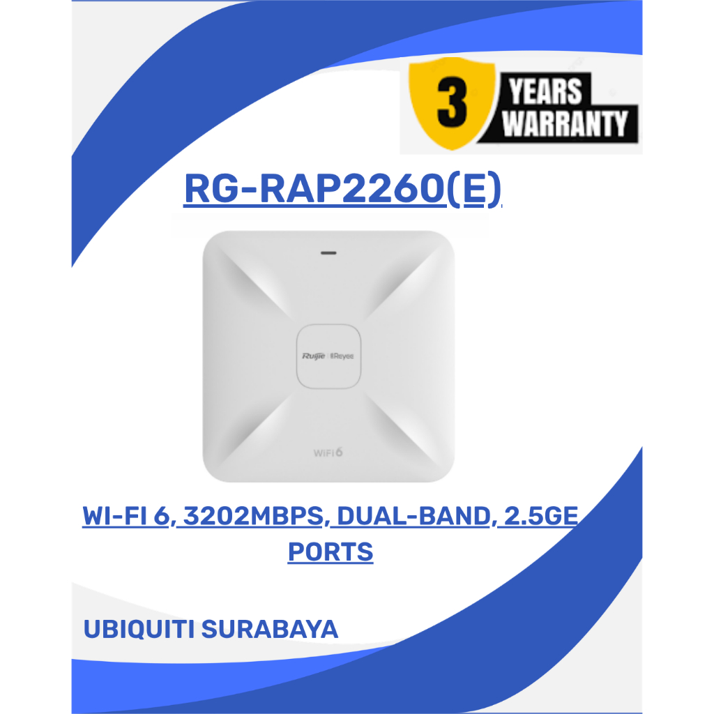 Ruijie Reyee RG-RAP2260(E) Wi-Fi 6 RAP 2260(E) Dual Band Ceiling INC POE AT30