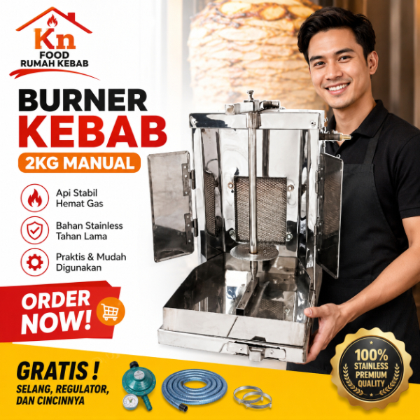 Burner Kebab dan Mesin Kebab  2kg- Mesin Pemanggang Kebab Kecil Instan | Burner Kebab Manual 2Kg Mes