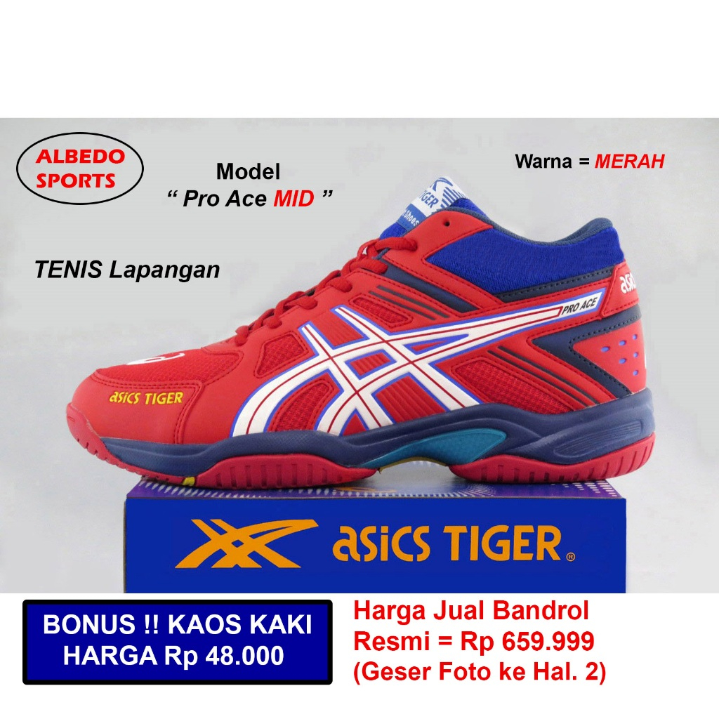 [DISKON OBRAL] Sepatu Tennis Tenis Asics Tiger Model Pr.Ace MID Original Padel MD