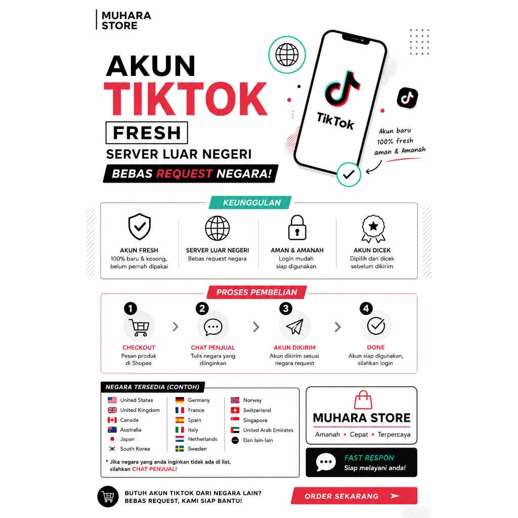 AKUN TIK*TOK REQUEST NEGARA | AKUN LUAR NEGERI | NEGARA BY REQUEST | AKUN FRESH