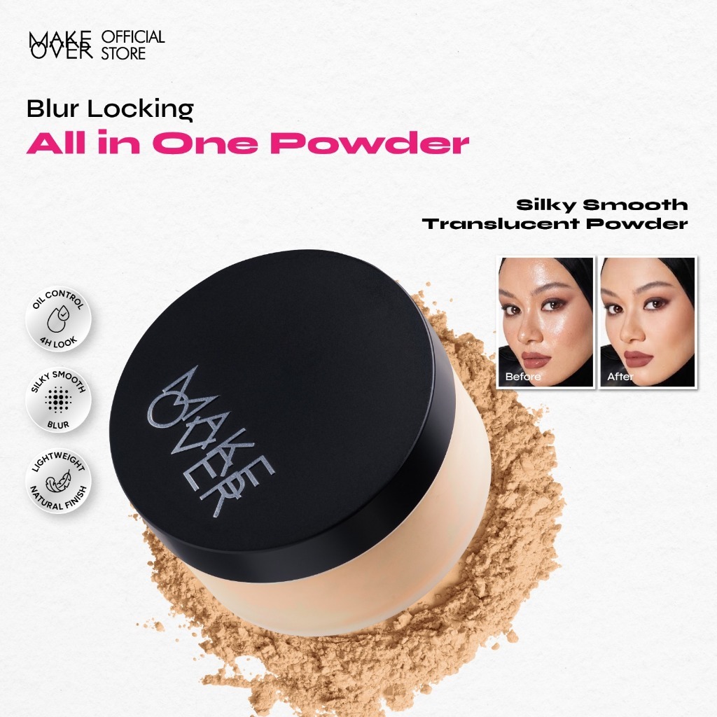 MAKE OVER Silky Smooth Translucent Powder - Daily Makeup Flawless Finish Blur Effect Quick Touch Up 