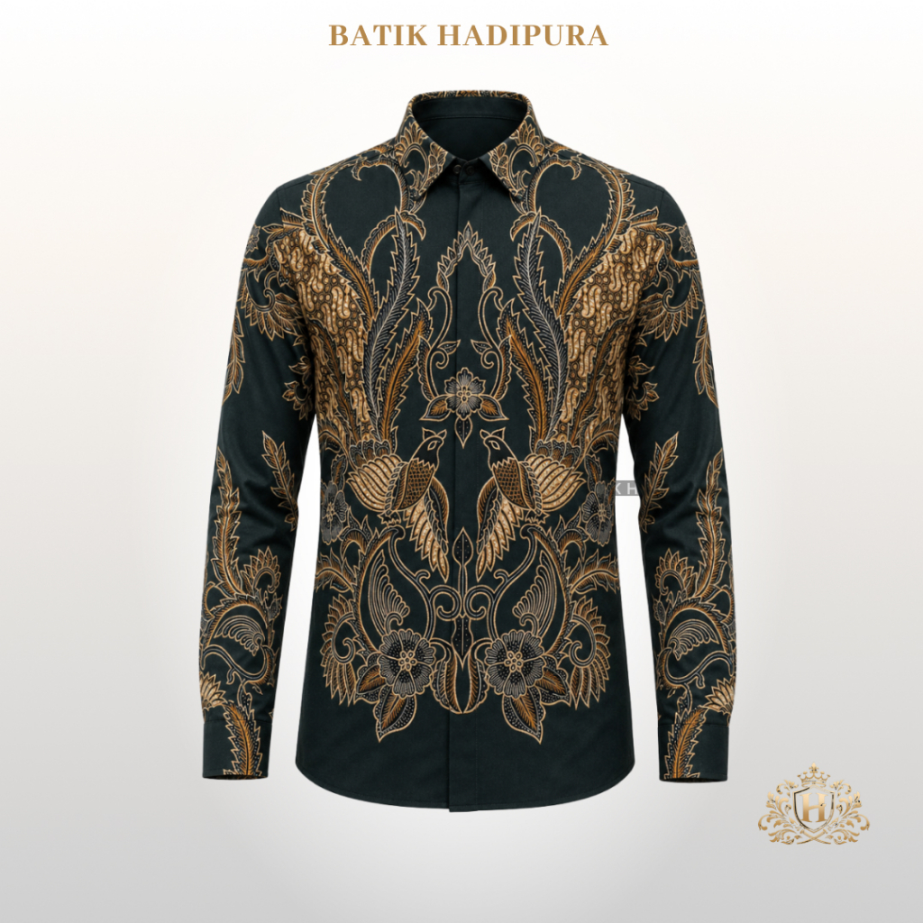 Batik Pria Long Sleeve Slimfit Material Katun Full Furing Warna Hijau | SURYA KENCANA
