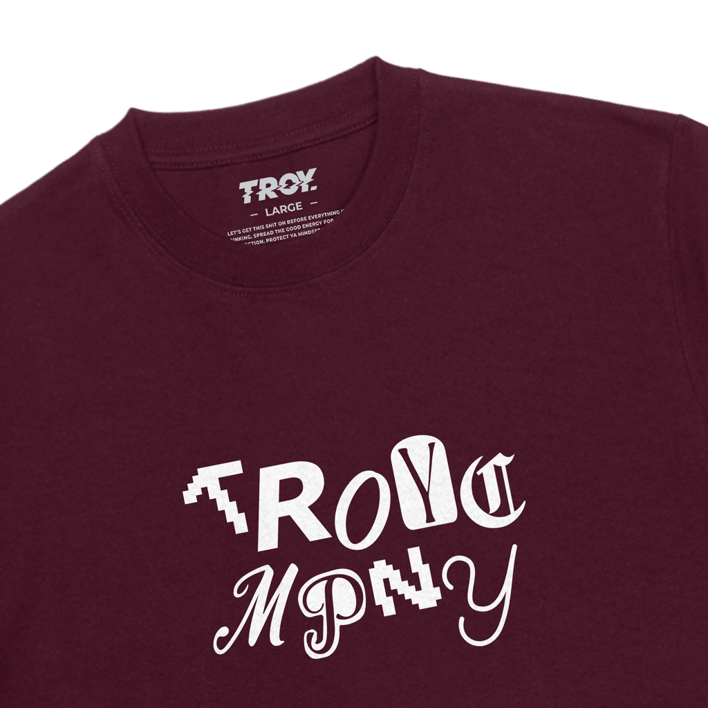 Troy Company T-Shirt Maroon Mixed Type - Kaos Pria Lengan Pendek Merah Maroon MTD 3673