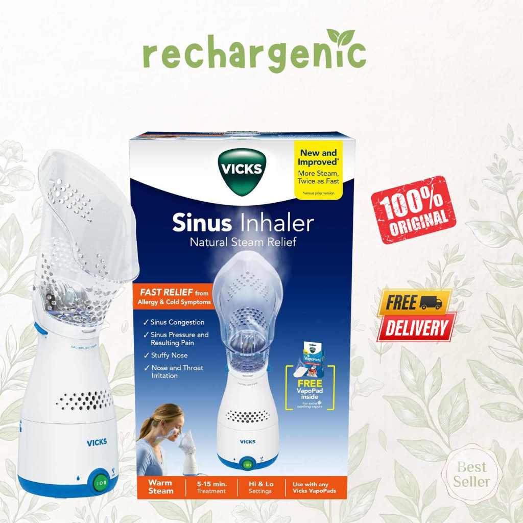 Vicks Sinus Inhaler Personal Steam Inhaler / Alat Terapi Uap Hidung & Tenggorokan Uap Hangat