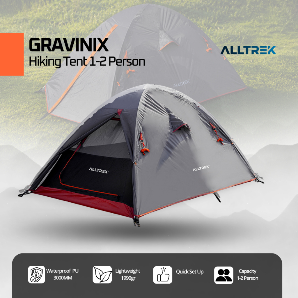 Tenda Hiking Gravinix 1-2 Orang Double Layer Anti UV Waterproof Ultralight