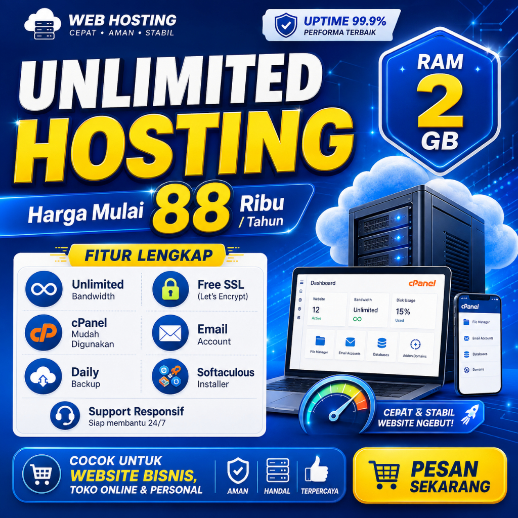 Unlimited Hosting Murah SSD NVMe Super Cepat Web Hosting Indonesia Unlimited Storage