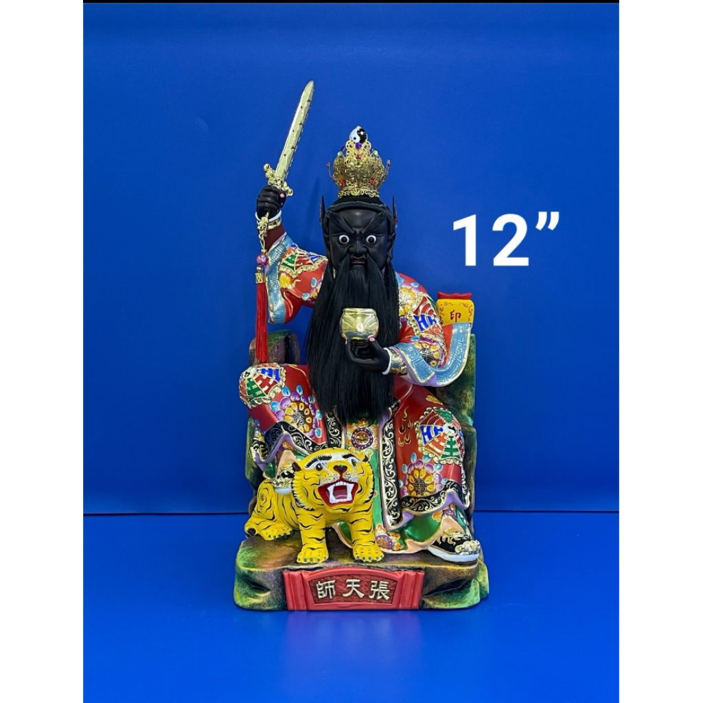 patung dewa zhang tien she / tiu tien se - kayu taiwan - 12inch