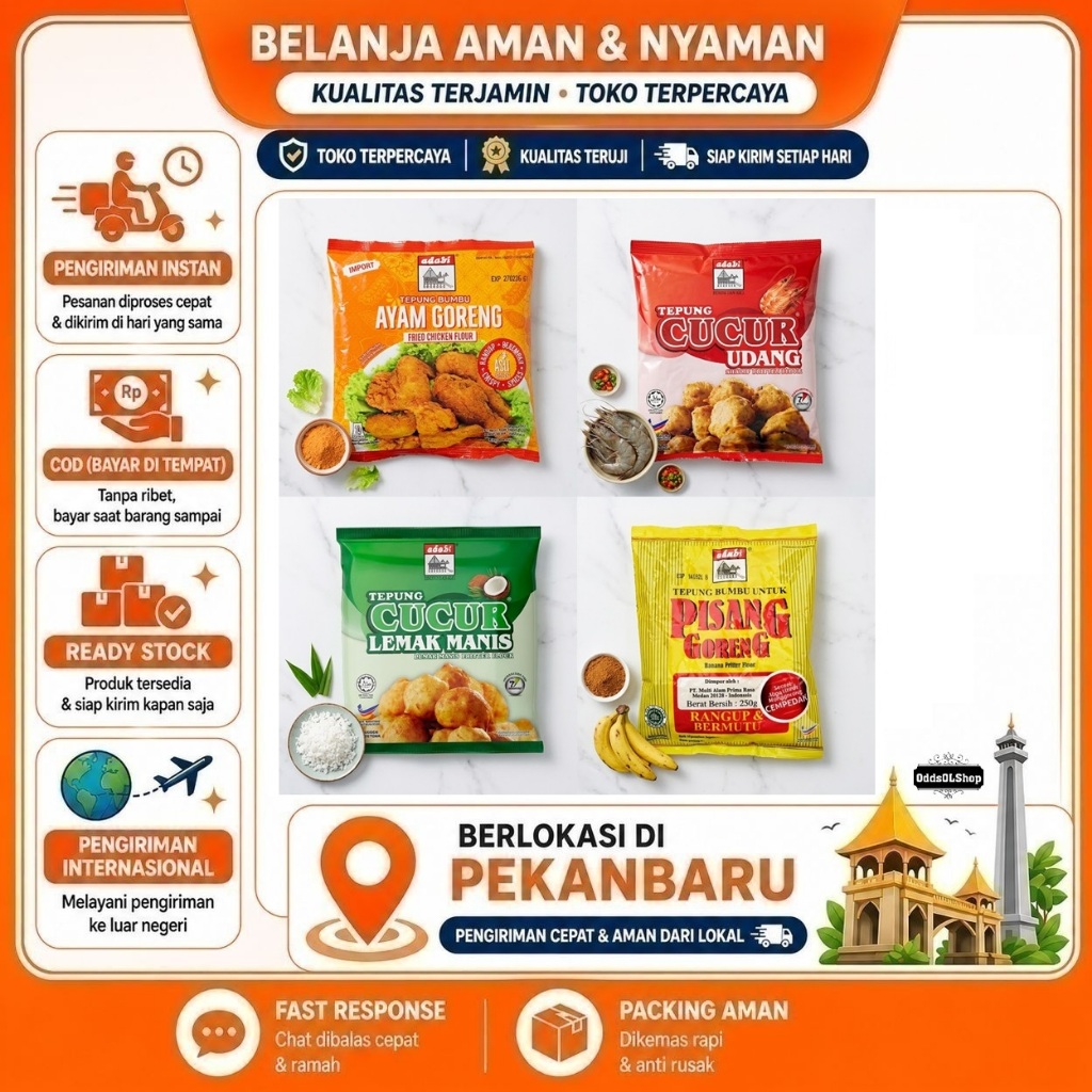 Adabi Tepung Bumbu Ayam Goreng, Untuk Pisang Goreng, Cucur Udang, Cucur Lemak Manis, Fried Flour Mix