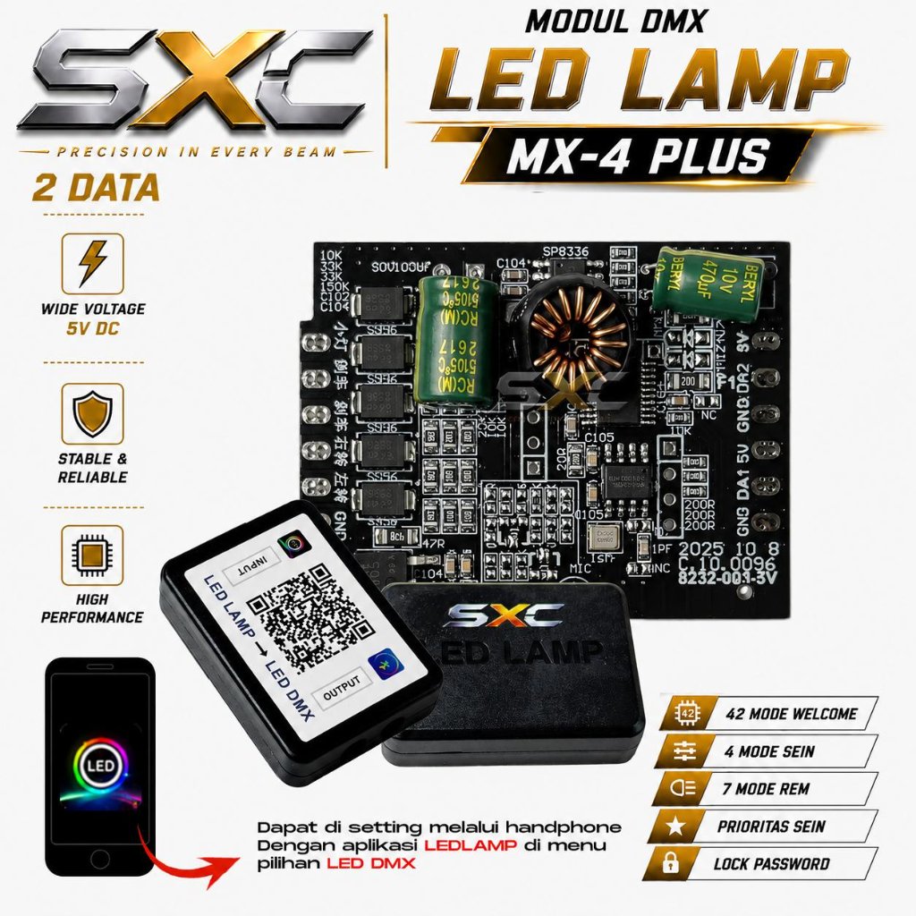 SXC Modul DMX PCB MX4 Plus Modul DMX LED Kolong RGB Aplikasi LED Universal Motor Mobil