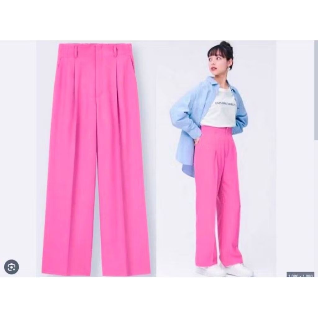 GU HIGHWAIST STRAIGHT PANTS PINK