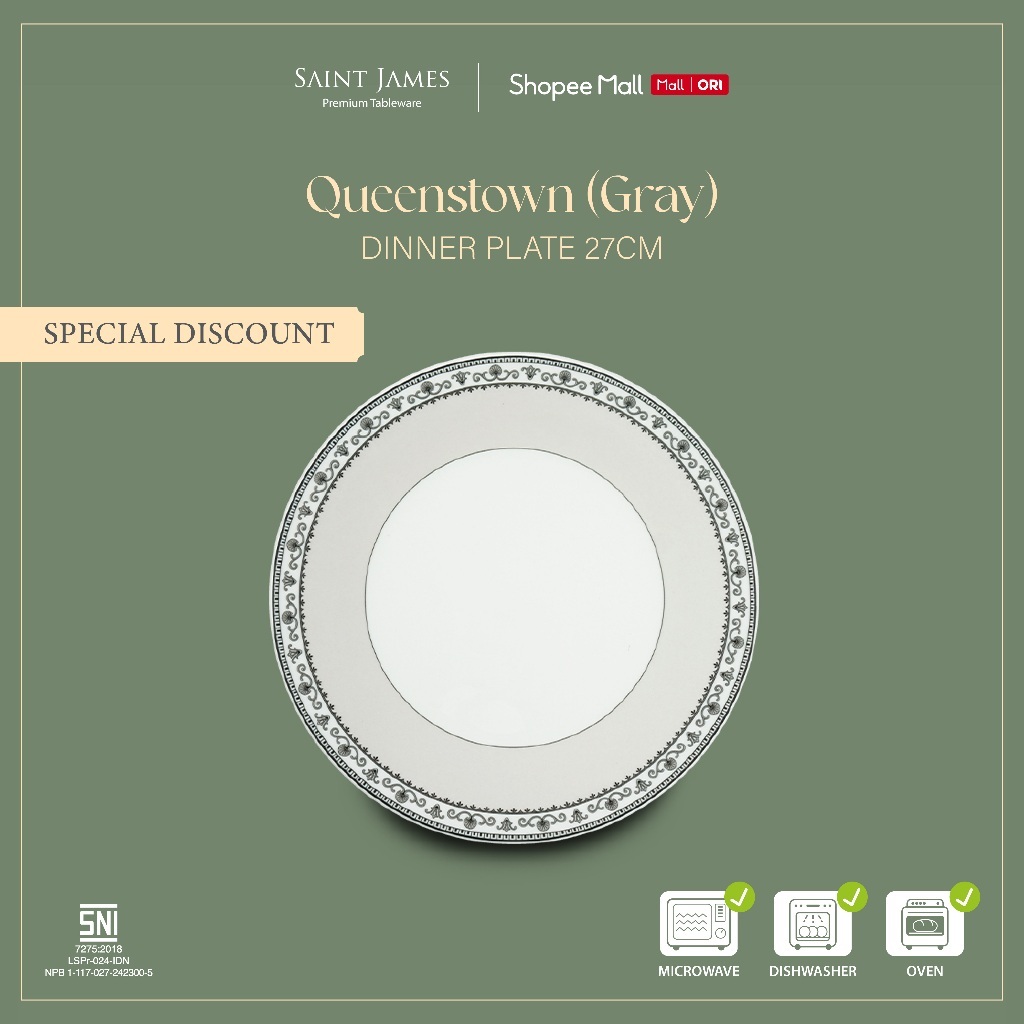 Saint James Dinner Plate 27CM Queenstown ( GRAY )