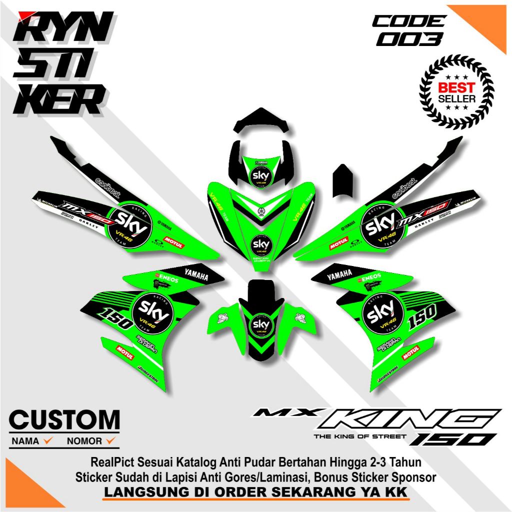 Decal Mx King 150 Full Body - Sticker Striping Full Body Jupiter Mx King Desain Racing MX.003