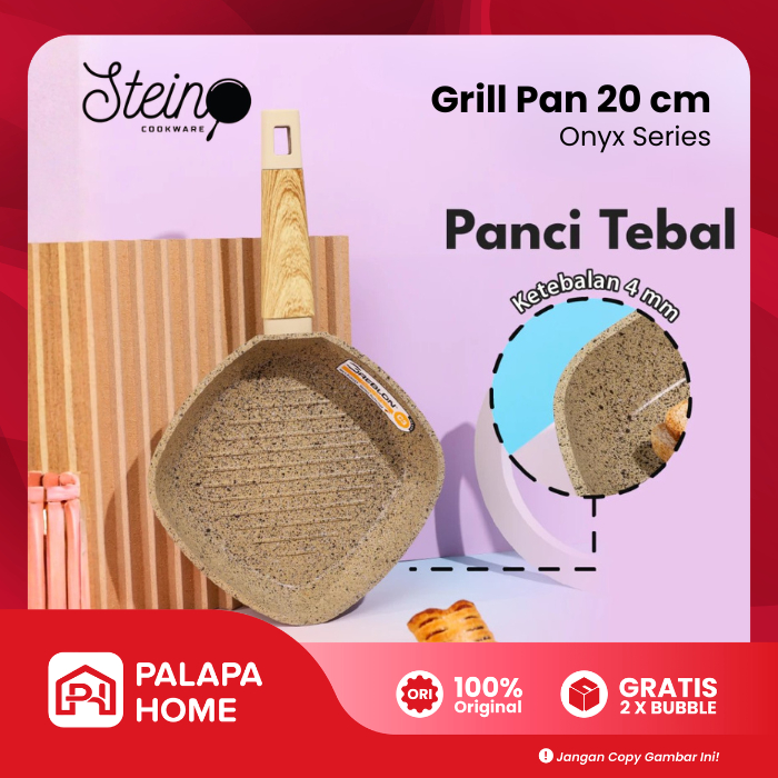 STEIN Grill Pan 20 cm | Wajan Pemanggang Kompor Induksi Granite Premium Anti Lengket Teflon Panggang