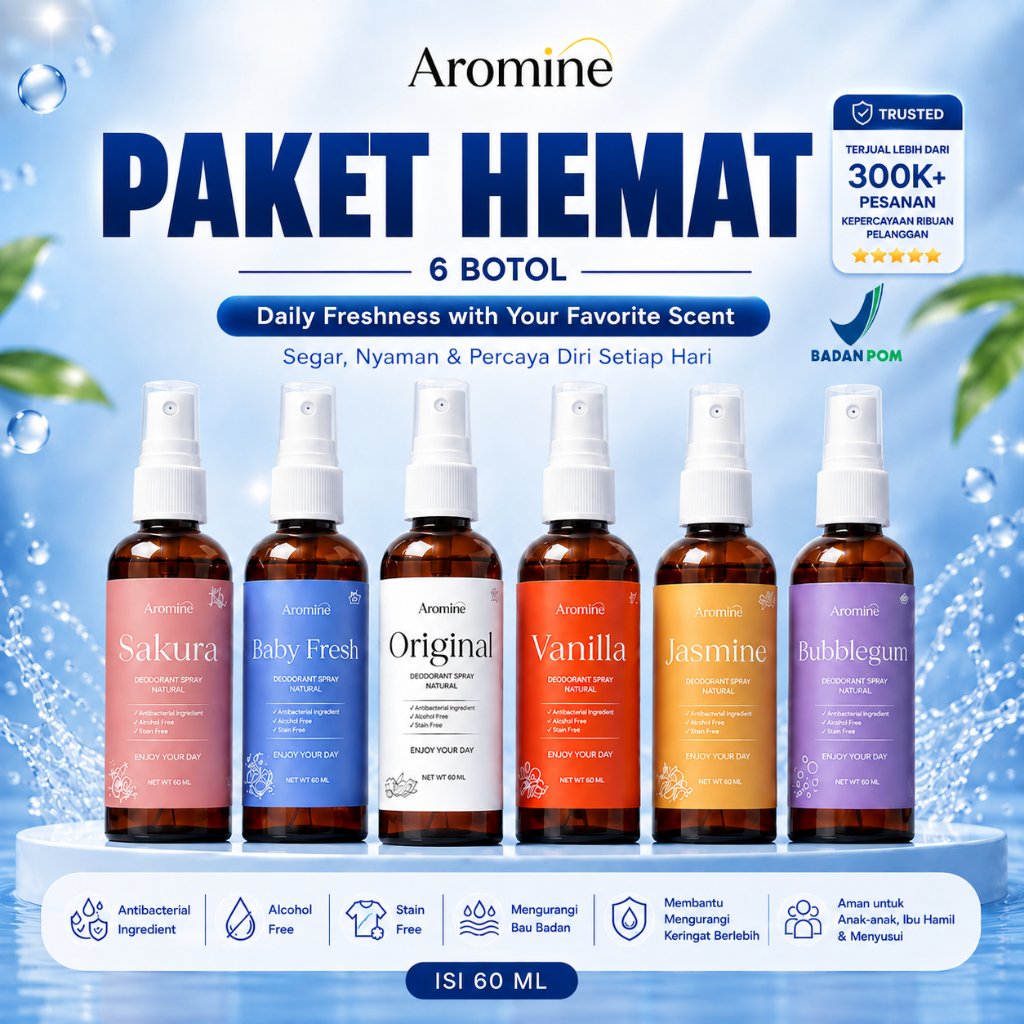[BELI 1 DAPAT 6] DEODORANT NATURAL SPRAY BPOM Tawas Anti Bau Badan & Mencerahkan Ketiak deodorant sp