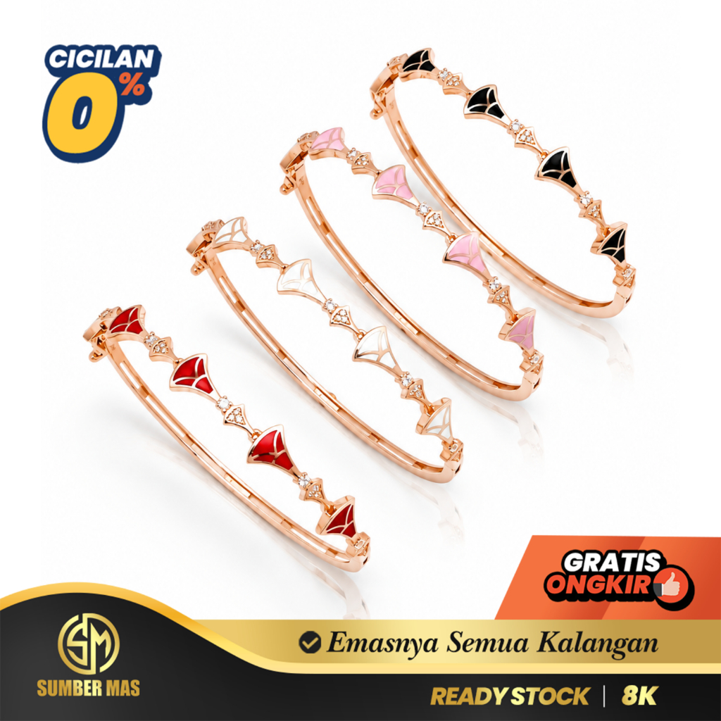 SUMBER MAS - Gelang Kolong Emas (OL) Kipas Stone Fashion 8K