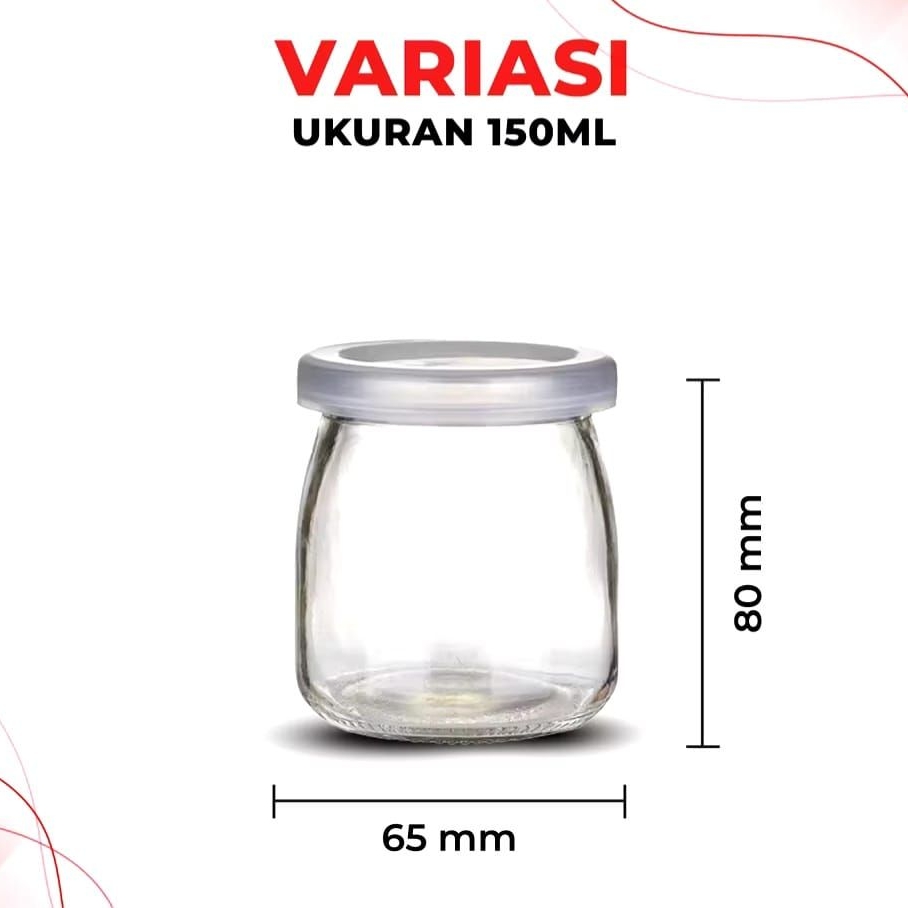Puding Jar Glass 100 ml 150 ml With Soft PE Lid | Jar Puding Kaca Tebal
