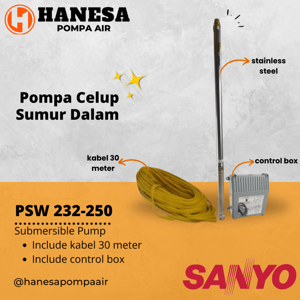 Pompa Celup Sumur dalam Sanyo PSW 250 - 232