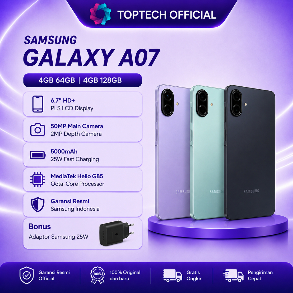 Samsung Galaxy A07 8/256GB | 6/128GB | 4/128GB | 4/64GB Garansi Resmi